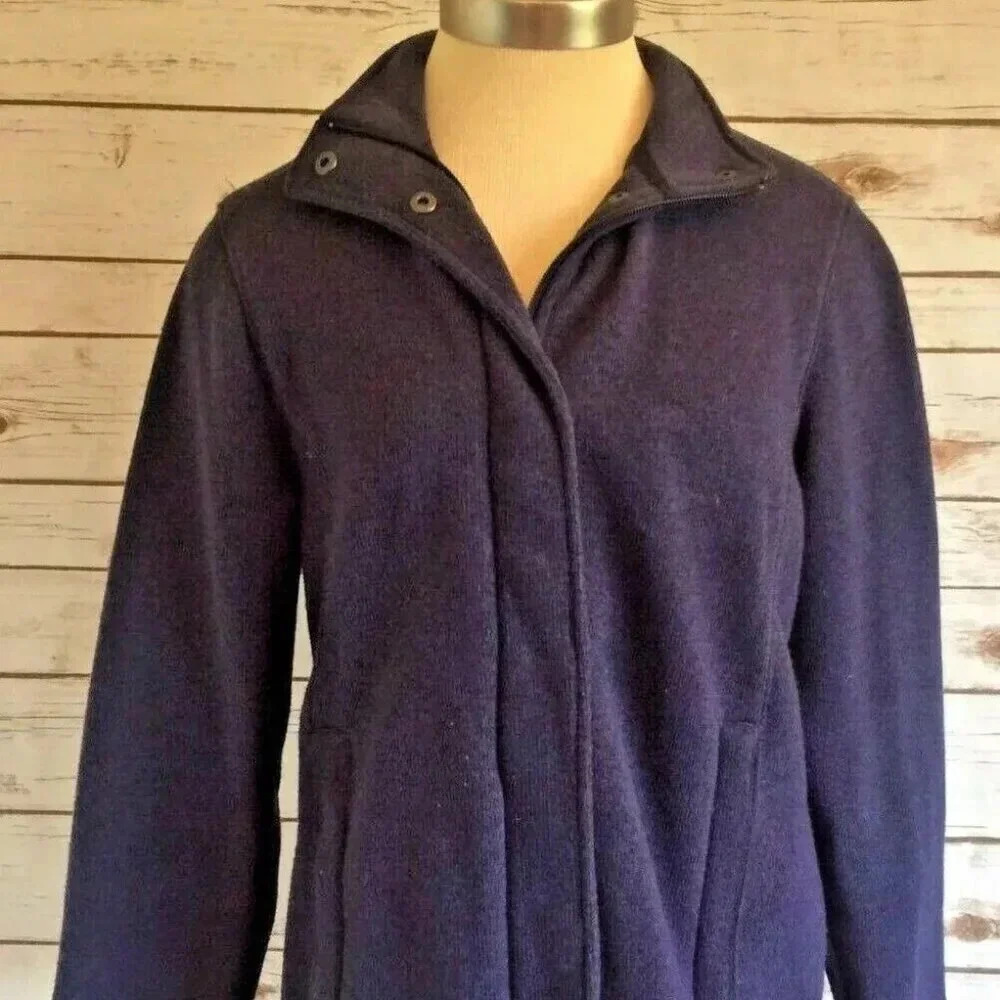 LANDSEND Women Long Sleeve Zip-Up Collared Blue Jacket Size 10/12 M/P